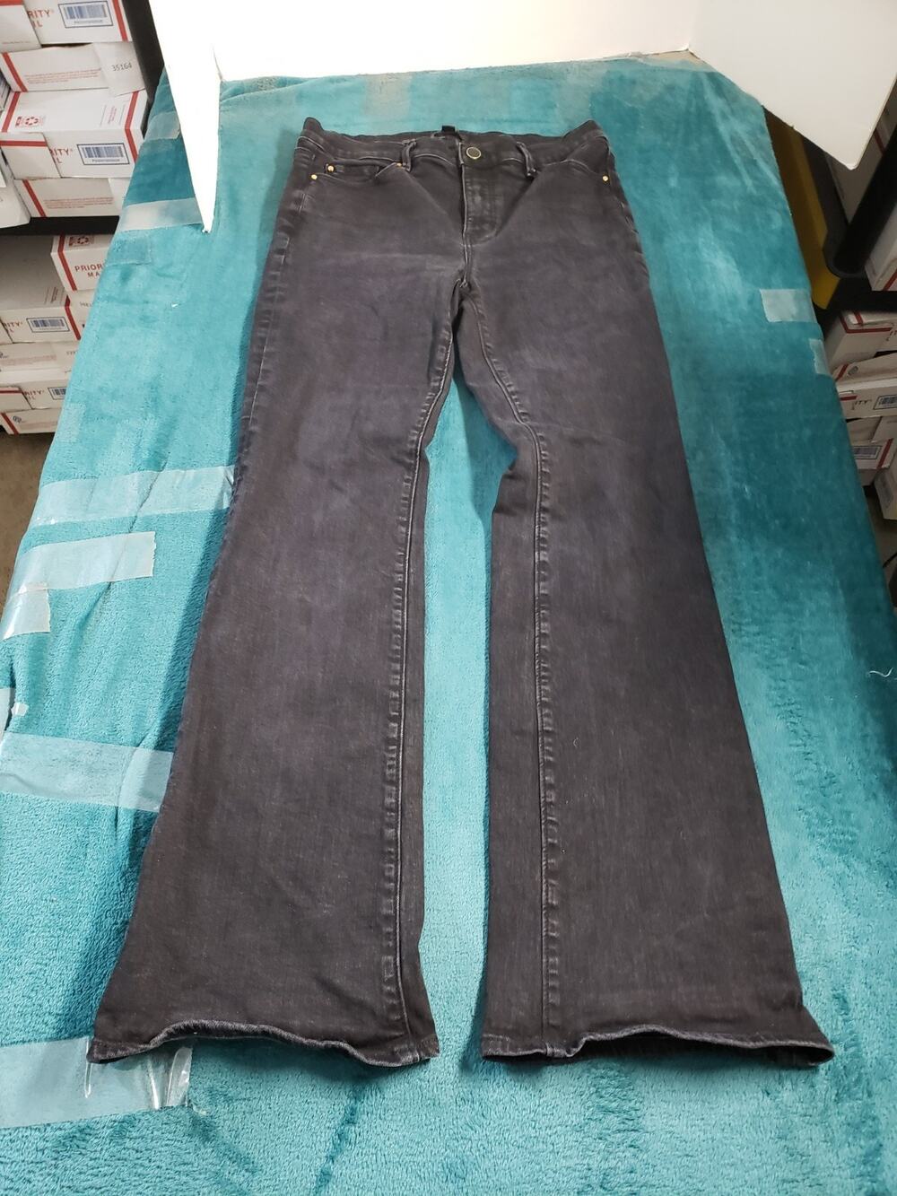 Ann Taylor Jeans Size 8 Womens Black Pants Ladies Denim Mid Rise Bootcut Flared